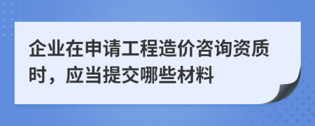 企业在申请工程造价咨询资质时，应当提交哪些材料