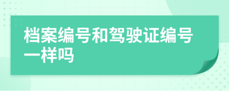 档案编号和驾驶证编号一样吗