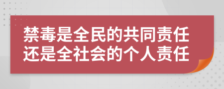 禁毒是全民的共同责任还是全社会的个人责任