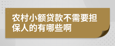 农村小额贷款不需要担保人的有哪些啊