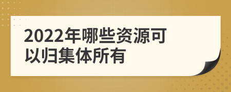 2022年哪些资源可以归集体所有