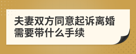 夫妻双方同意起诉离婚需要带什么手续