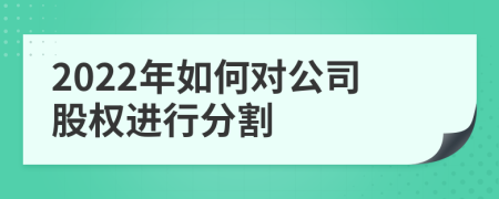 2022年如何对公司股权进行分割