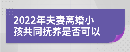 2022年夫妻离婚小孩共同抚养是否可以