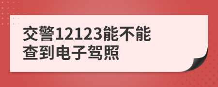 交警12123能不能查到电子驾照