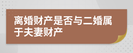 离婚财产是否与二婚属于夫妻财产