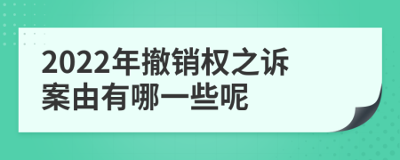 2022年撤销权之诉案由有哪一些呢