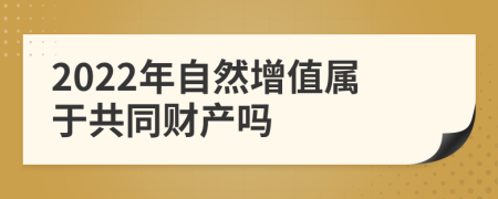 2022年自然增值属于共同财产吗