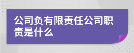 公司负有限责任公司职责是什么