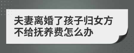 夫妻离婚了孩子归女方不给抚养费怎么办