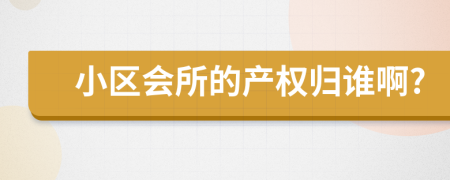 小区会所的产权归谁啊?