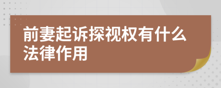 前妻起诉探视权有什么法律作用