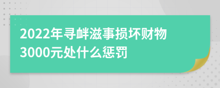 2022年寻衅滋事损坏财物3000元处什么惩罚