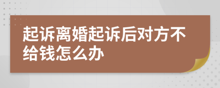 起诉离婚起诉后对方不给钱怎么办