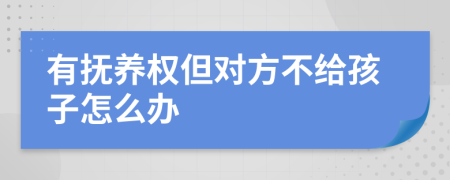 有抚养权但对方不给孩子怎么办