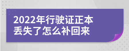 2022年行驶证正本丢失了怎么补回来