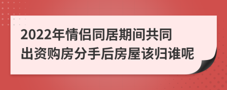 2022年情侣同居期间共同出资购房分手后房屋该归谁呢