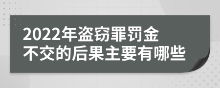 2022年盗窃罪罚金不交的后果主要有哪些