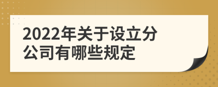 2022年关于设立分公司有哪些规定