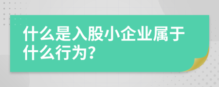 什么是入股小企业属于什么行为？