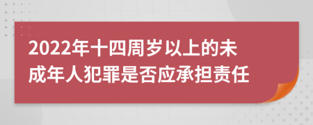 2022年十四周岁以上的未成年人犯罪是否应承担责任