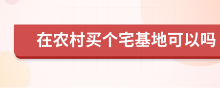 在农村买个宅基地可以吗