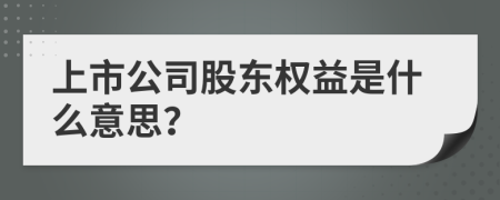 上市公司股东权益是什么意思？