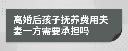 离婚后孩子抚养费用夫妻一方需要承担吗