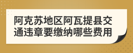 阿克苏地区阿瓦提县交通违章要缴纳哪些费用