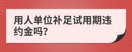 用人单位补足试用期违约金吗？