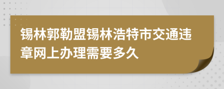 锡林郭勒盟锡林浩特市交通违章网上办理需要多久