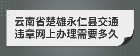 云南省楚雄永仁县交通违章网上办理需要多久