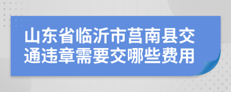 山东省临沂市莒南县交通违章需要交哪些费用