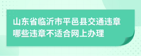 山东省临沂市平邑县交通违章哪些违章不适合网上办理