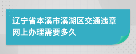 辽宁省本溪市溪湖区交通违章网上办理需要多久