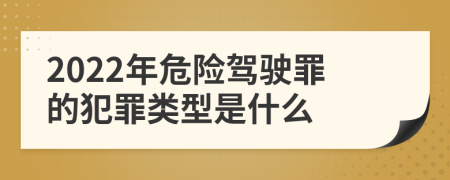 2022年危险驾驶罪的犯罪类型是什么