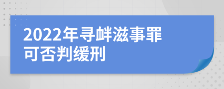 2022年寻衅滋事罪可否判缓刑