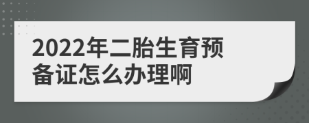 2022年二胎生育预备证怎么办理啊