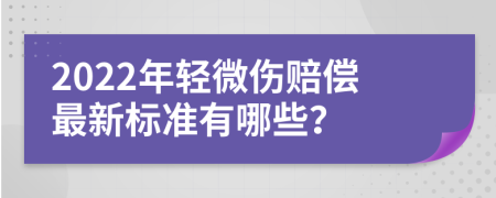 2022年轻微伤赔偿最新标准有哪些？