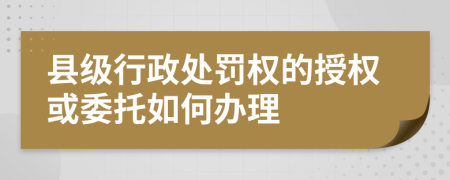 县级行政处罚权的授权或委托如何办理