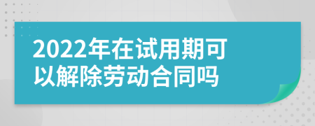 2022年在试用期可以解除劳动合同吗