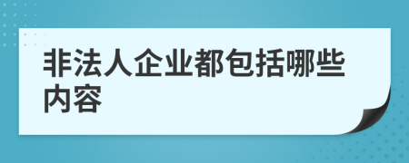 非法人企业都包括哪些内容