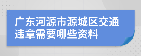 广东河源市源城区交通违章需要哪些资料