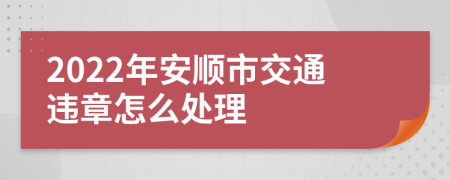 2022年安顺市交通违章怎么处理