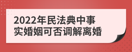 2022年民法典中事实婚姻可否调解离婚