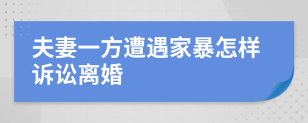 夫妻一方遭遇家暴怎样诉讼离婚