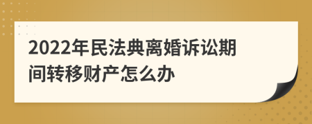 2022年民法典离婚诉讼期间转移财产怎么办