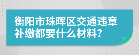 衡阳市珠晖区交通违章补缴都要什么材料？