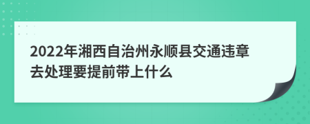 2022年湘西自治州永顺县交通违章去处理要提前带上什么