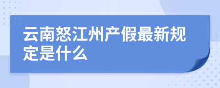 云南怒江州产假最新规定是什么